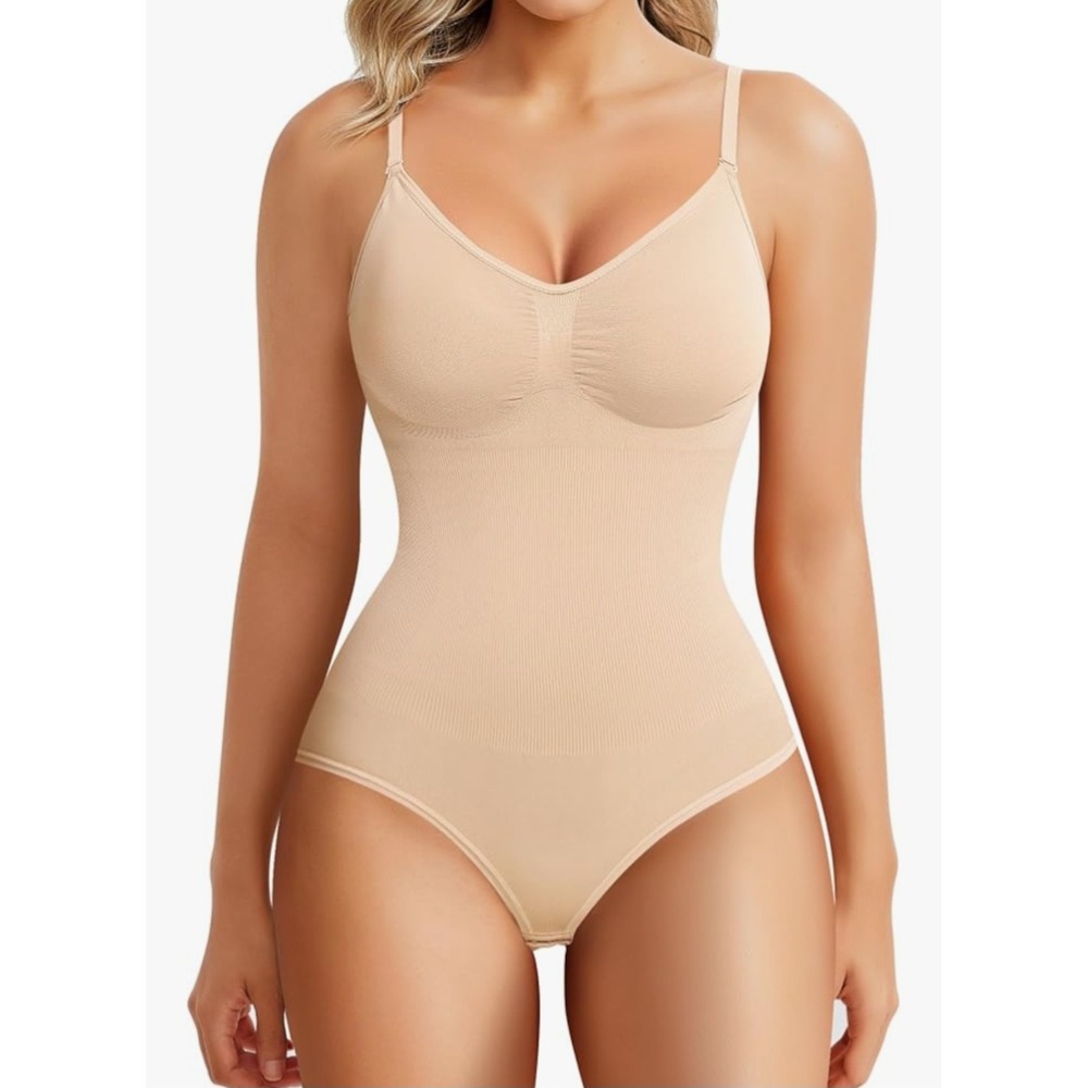 Women Seamless Shapewear Bodysuit Tummy Control Butt Lift Beige XL Thinning